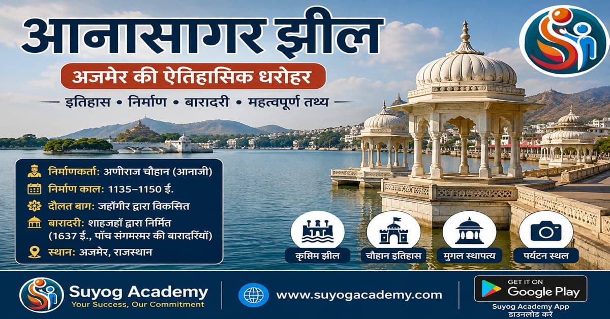 आनासागर झील अजमेर — CET/RAS PYQ के साथ (2026 Free Notes)