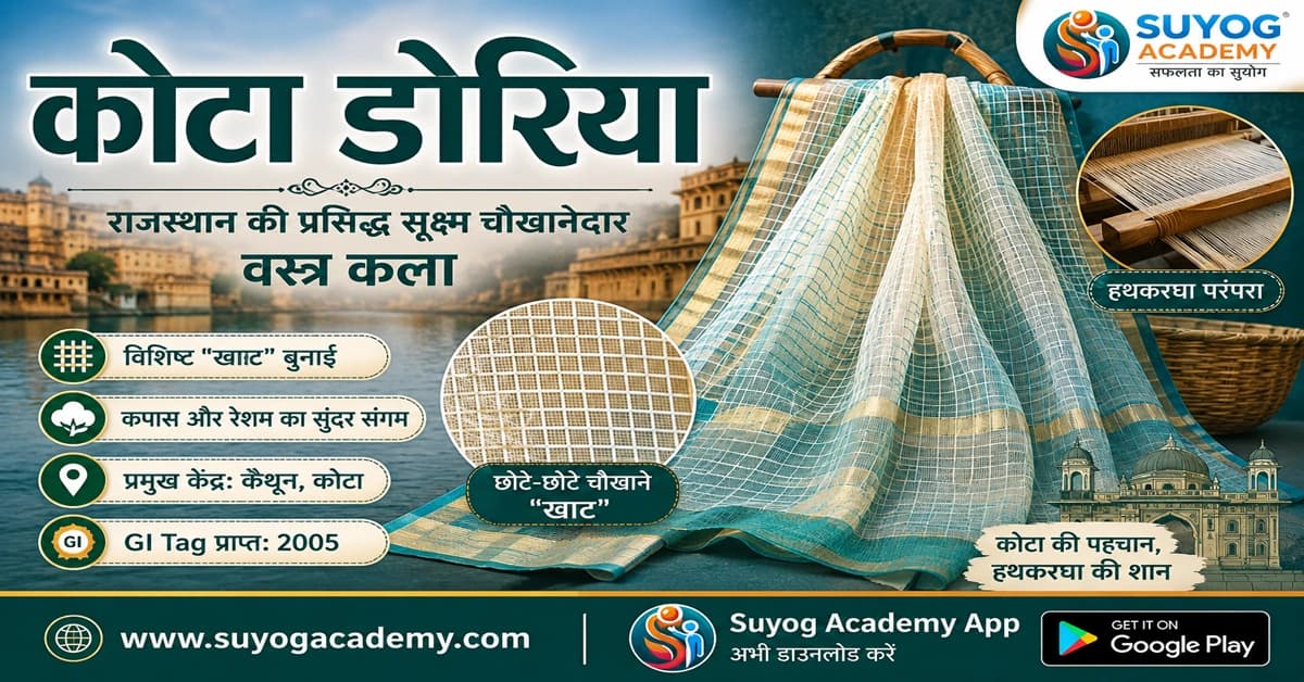 कोटा डोरिया — GI Tagged वस्त्र — CET/RAS PYQ के साथ (2026 Free Notes)