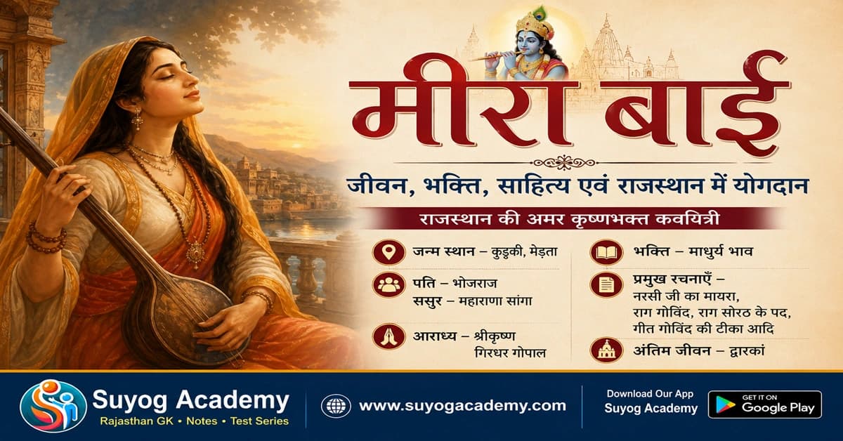 मीरा बाई की कृष्ण-भक्ति व साहित्य — CET/RAS PYQ के साथ (2026 Free Notes)
