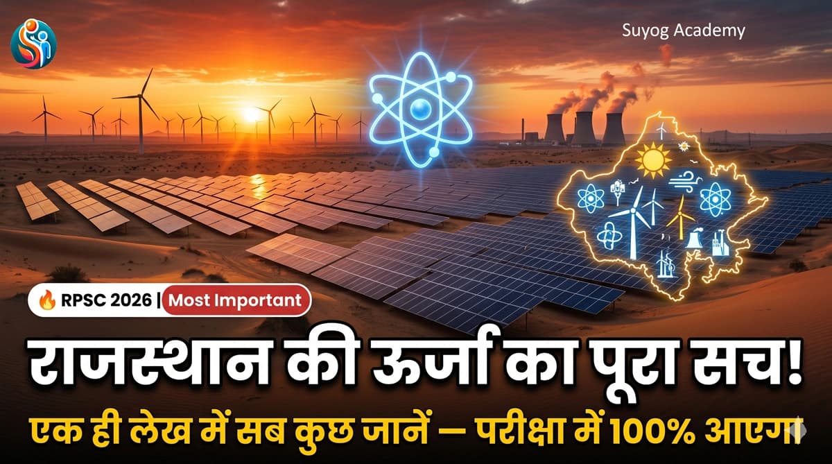राजस्थान के ऊर्जा संसाधन: परम्परागत, नवीकरणीय, प्रमुख परियोजनाएं, नीतियाँ एवं कल्याणकारी योजनाएँ (Complete Master-Notes)
