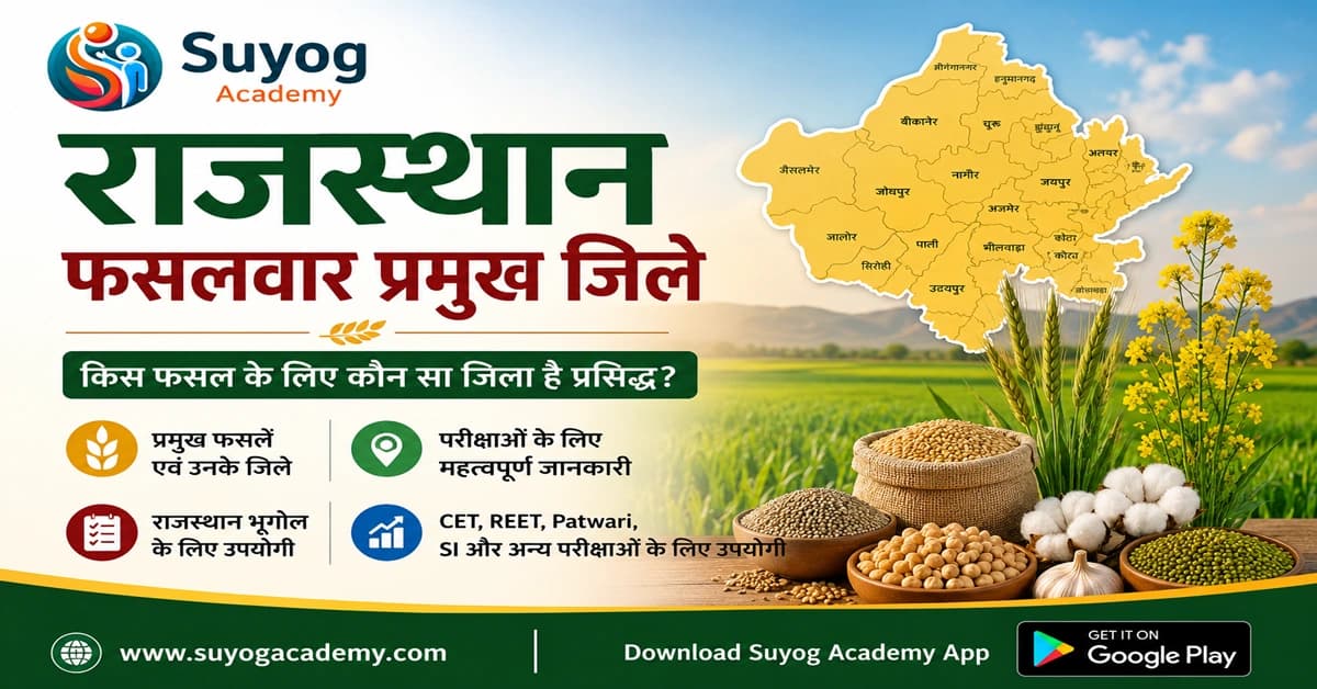 राजस्थान की फसलवार 10+ बेल्ट व जिले — CET/RAS PYQ के साथ (2026 Free Notes)