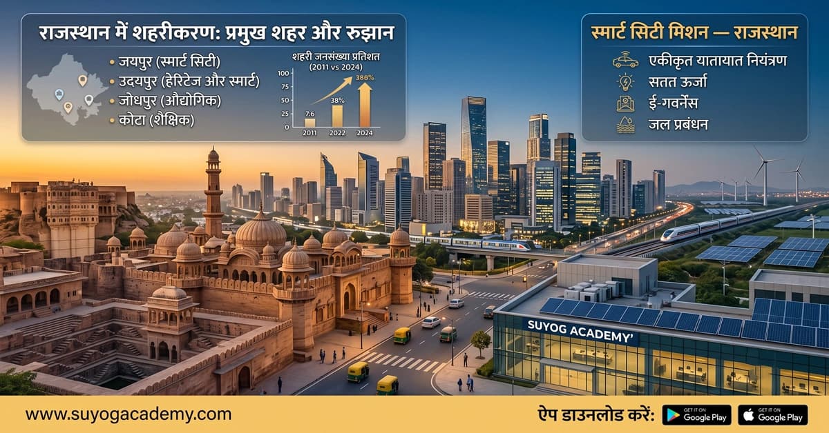 राजस्थान के शहरीकरण रुझान व प्रमुख शहर — CET/RAS PYQ के साथ (2026 Free Notes)