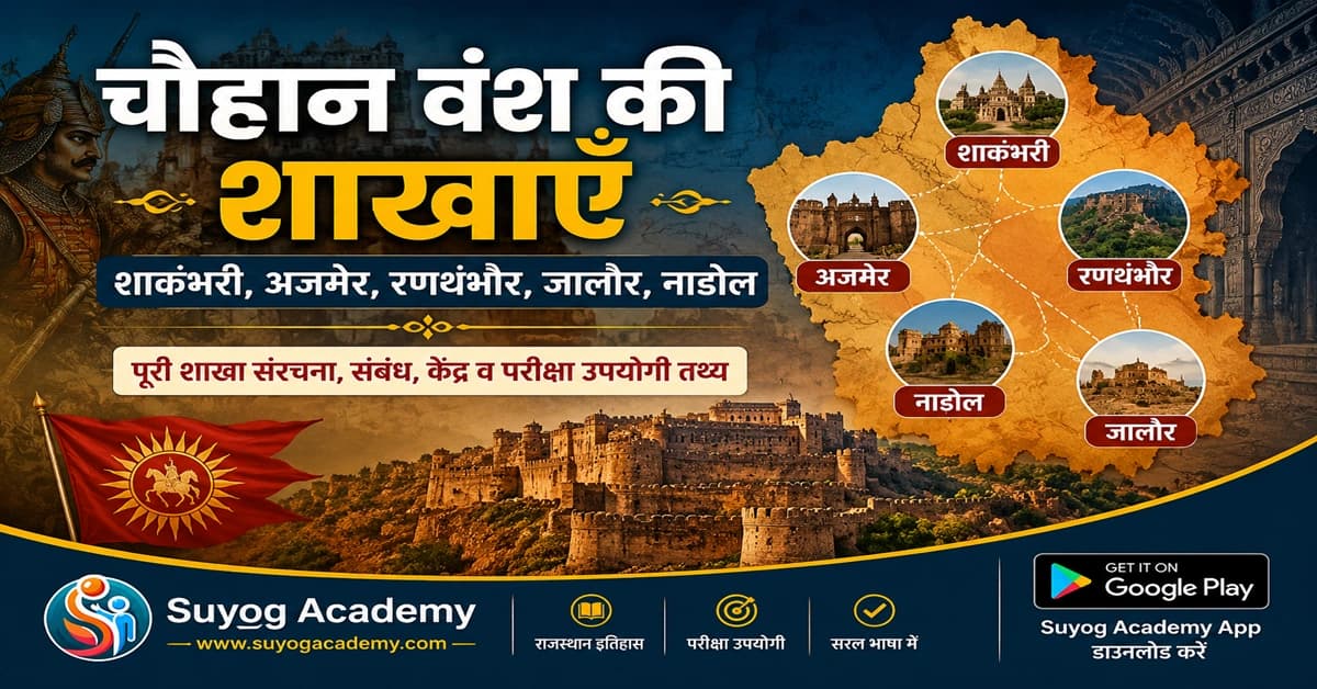 चौहान वंश की 5 शाखाएँ — शाकंभरी से नाडोल — CET/RAS PYQ के साथ (2026 Free Notes)