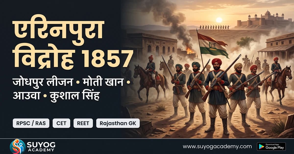 एरिनपुरा विद्रोह 1857 — जोधपुर लीजन — CET/RAS PYQ के साथ (2026 Free Notes)
