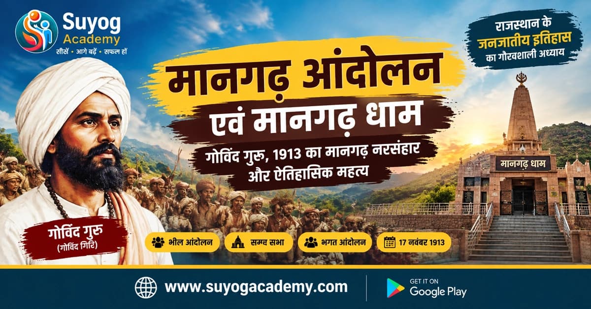 मानगढ़ धाम व 1913 नरसंहार — CET/RAS PYQ के साथ (2026 Free Notes)
