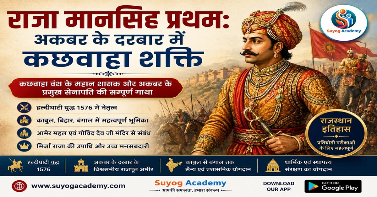 राजा मानसिंह प्रथम — अकबर के 9 रत्नों में — CET/RAS PYQ के साथ (2026 Free Notes)