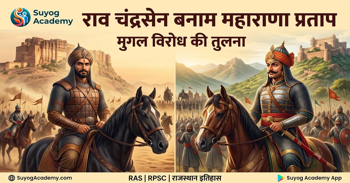 चंद्रसेन vs प्रताप — मुगल विरोध की तुलना — CET/RAS PYQ के साथ (2026 Free Notes)