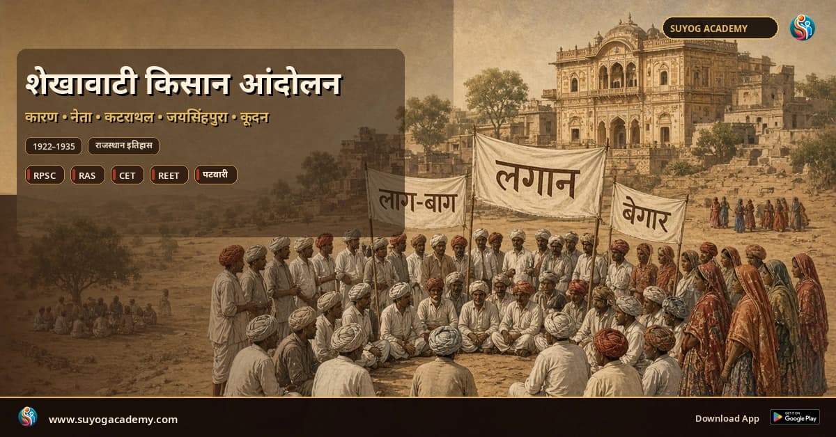 शेखावाटी किसान आंदोलन — कटराथल व जयसिंहपुरा — CET/RAS PYQ के साथ (2026 Free Notes)