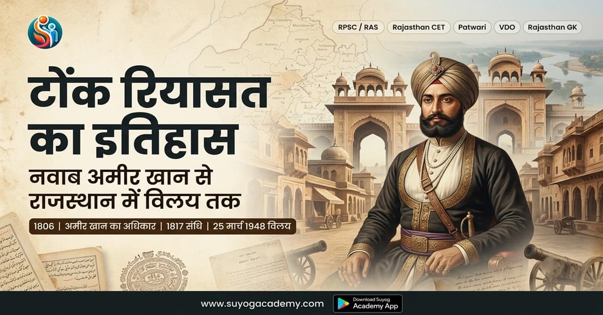 टोंक रियासत — नवाब अमीर खान से विलय — CET/RAS PYQ के साथ (2026 Free Notes)